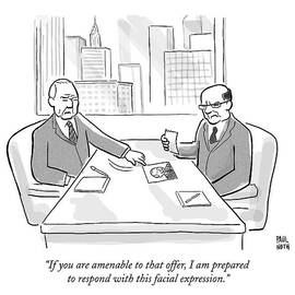 A Business Man Slides A Photo Of Himself Smiling by Paul Noth