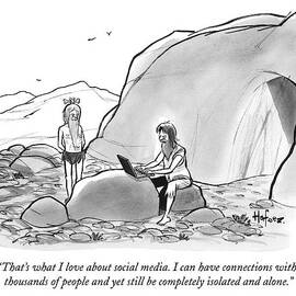 A Cave Man On A Laptop Speaks To Another Caveman by Kaamran Hafeez