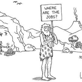 A Caveman Holds Up A Placard That Says by Eric Lewis