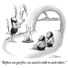 A Caveman Is Juggling Sticks Of Fire While Two by Joe Dator