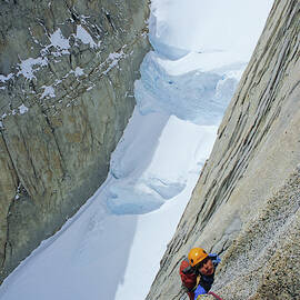 A Climber Follows A Pitch Halfway by Andrew Querner