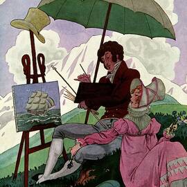 A Couple In Period Dress by Pierre Brissaud