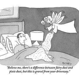 A Fairy Is Seen Sprinkling Gravel Onto A Man's by Peter C. Vey