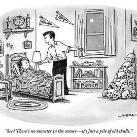 A Father Points To A Pile Of Skulls In The Corner by Joe Dator