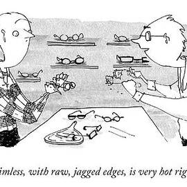A Glasses Salesmen Holds Up A Pair Of Glasses by Sara Lautman