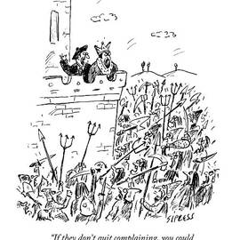 A King And His Advisor Overlook An Angry Mob by David Sipress