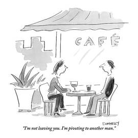 A Man And A Woman Are Seen Sitting And Talking by Liza Donnelly