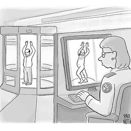 A Man At Tsa Security Stands In An X-ray by Paul Noth