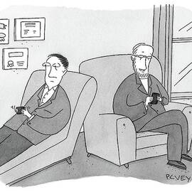 A Man Is On The Couch In His Therapist's Office by Peter C. Vey