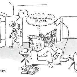 A Man Is Reading The Paper And Thinking *one More by Jack Ziegler