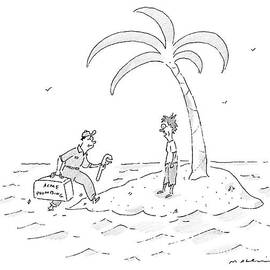 A Man On A Deserted Island Is Approached by Michael Maslin