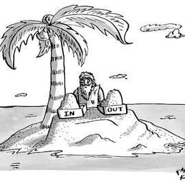 A Man Sits On A Deserted Island With Two Boxes: by Farley Katz