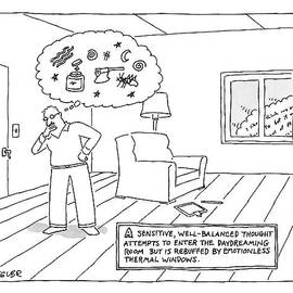 A Man Stands In A Room With A Large Thought by Jack Ziegler