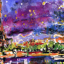 A Night Out In Paris Panorama by Ginette Callaway