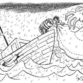 A Sailor Blows Up An Inflatable Island by Mike Twohy
