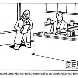 A Scientist Holding A Flask Speaks To Another by Bruce Eric Kaplan