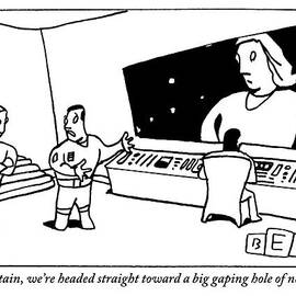A Space Crew Stands Looking Through A Window by Bruce Eric Kaplan