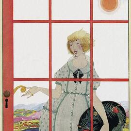 A Vogue Cover Of A Woman At A Door by Harriet Meserole