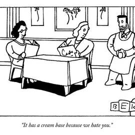 A Waiter Says To A Couple Perusing Menus by Bruce Eric Kaplan