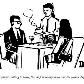 A Waitress Speaks To Customers At A Restaurant by Drew Dernavich