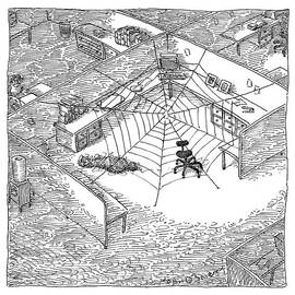 A Web Has Entangled A Man At His Cubicle by John O'Brien