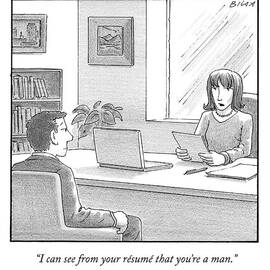 A Woman Interviewing A Man Reads His Resume by Harry Bliss