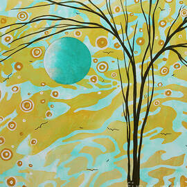 Abstract Landscape Painting Animal Print Pattern Moon and Tree by MADART by Megan Aroon