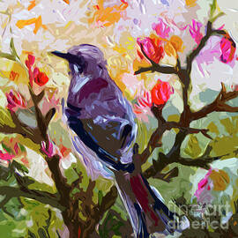 Abstract Mockingbird in Spring  by Ginette Callaway