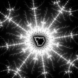 Abstract powerful mandelbrot fractal art black and white by Matthias Hauser
