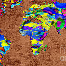 Abstract World Map - A Wide World Of Color - One by Andee Design