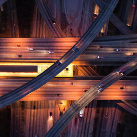 Aerial View Of The City Overpass At by Michael H