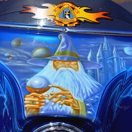 Airbrush Magic - Wizard Merlin on a Motorcycle by Alexandra Till