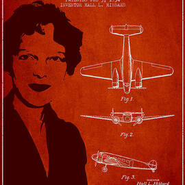 Amelia Earhart Lockheed Airplane patent from 1934 - Red by Aged Pixel