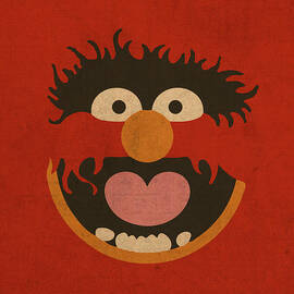 Animal Muppet Vintage Minimalistic Illustration On Worn Distressed Canvas Series No 008 by Design Turnpike
