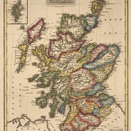 Antique Map of Scotland by Fielding Lucas - circa 1817 by Blue Monocle