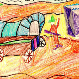Arizona Cowboy and Conestoga Wagon by Connie Fox