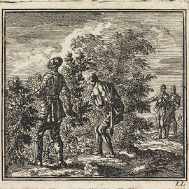 Armored Man And Half-naked Man Trying To Walk by Jan Luyken And Wed. Pieter Arentsz And Cornelis Van Der Sys Ii