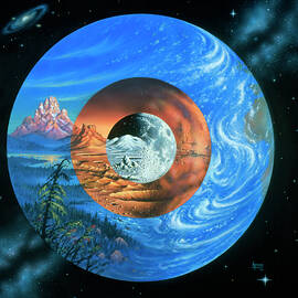 Artwork Comparing The Sizes Of Earth by Science Photo Library