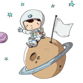 Astronaut, Child In Space Sitting On A by Pixel107