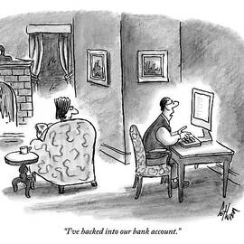 At Home, A Husband At His Computer Talks by Frank Cotham