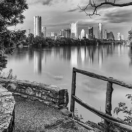 Austin Texas Skyline Lou Neff Point in Black and White by Silvio Ligutti