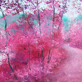 Landscape with pink trees  by Jan Matson