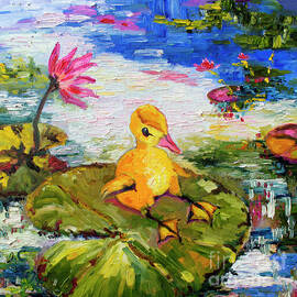 Baby Duck on Lily Pad Lazy Summer by Ginette Callaway