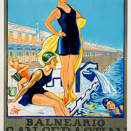 Barcelona Vintage Travel Poster by Jon Neidert