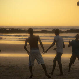 Beach Soccer At Sunset