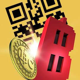 Bitcoin And Qr Code by Science Photo Library