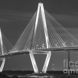 Black And White Arthur Ravenel Bridge by Adam Jewell