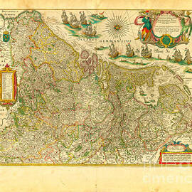 Blaeu map of the Low Countries in 1645 by Celestial Images