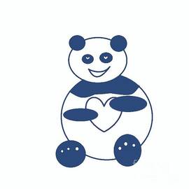 Blue Panda With A Heart by Ausra Huntington nee Paulauskaite