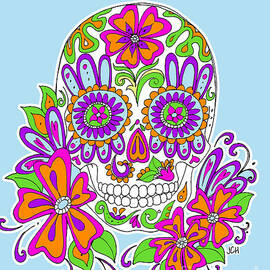 Blue Sugar Skull by Jenny Hall